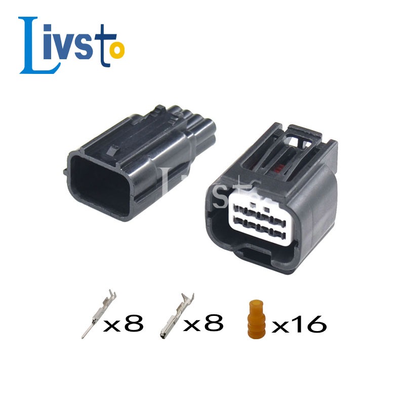 1 ชุด 8 Pin Ways ชายหญิง Auto ไฟหน้าซ็อกเก็ตยานยนต์ Radar Cable Connector สําหรับ Honda 7282-2148-30 7283-2148 DJ7088K-0.6-11/21 G3 G379