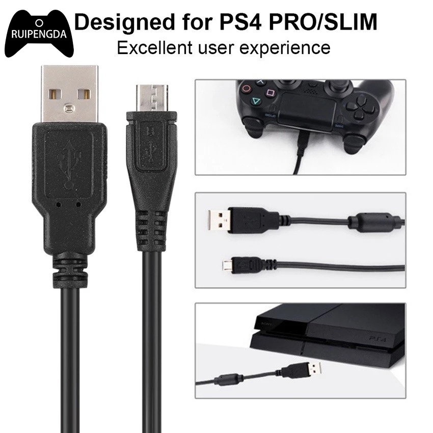 2m PS4 Controller สายเคเบิลข้อมูล USB Gamepad สายชาร์จสําหรับ PS4/PS4 Slim/PS4 Pro Controller คอนโซล