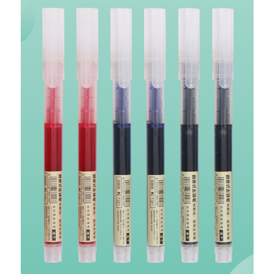 6 ชิ้น/เซ็ต Rolling Ball ปากกา Quick-Drying 0.5 มม.Fine Point Rollerball ปากกาตรง Liquid Gels ปากกาสําหรับเขียน Rolling Ball ปากกา