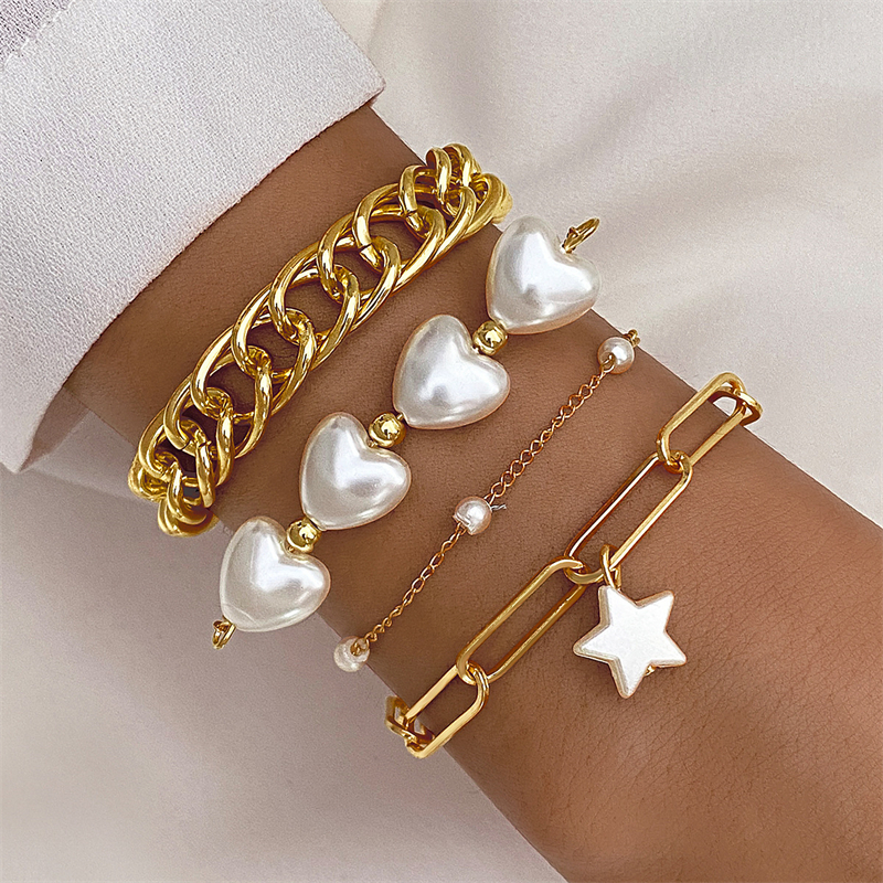 Jushi Love Pentagram Pearl Chain สร้อยข้อมือชุดของขวัญวันหยุดผู้หญิงเครื่องประดับอุปกรณ์เสริม
