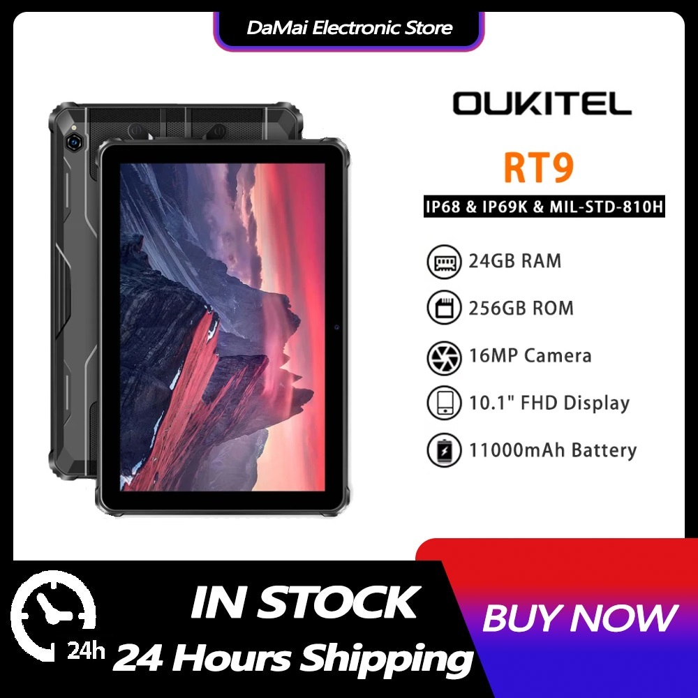 Oukitel RT9 4G แท็บเล็ต 11000mAh ทนทาน 10.1HD + IPS จอแสดงผล 24GB(6GB + 18GB) +256GB T606 แท็บเล็ตพี