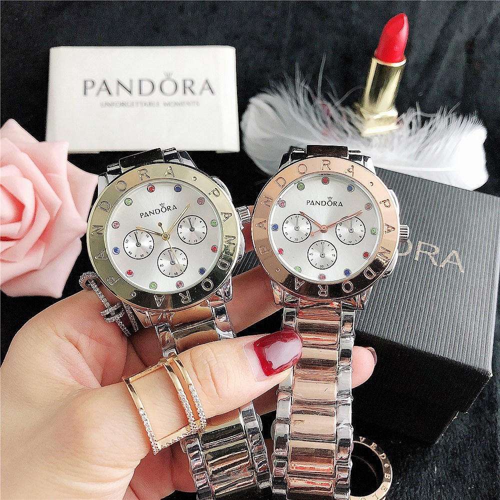 Pandora Top นาฬิกาผู้หญิงธุรกิจแฟชั่นลําลองนาฬิกาสแตนเลสนาฬิกาผู้หญิง