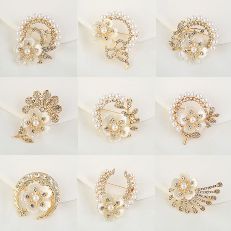 Pearl Diamond Classy สไตล์สามมิติเข็มกลัดดอกไม้ High-End น้ําหอมขนาดเล็กเสื้อผ้าอุปกรณ์เสริม Corsage Fixing Buckle