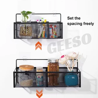 GEESO ชั้นวางของในห้องน้ำ ไม่ต้องเจาะ ตะแกรงวางของในห้องน้ำ ที่วางของในห้องน้ํา มีกาวแถม Bathroom Storage Rack 密网置物篮