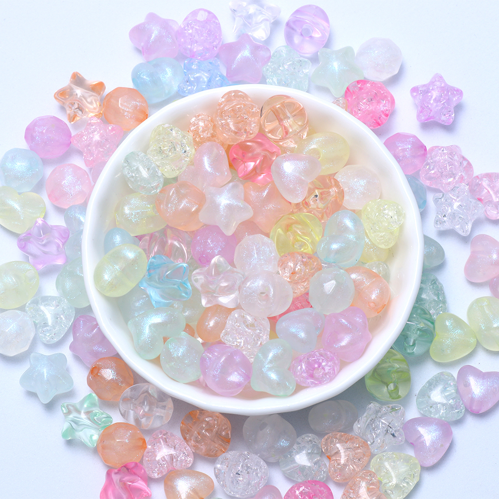 50pcs อะคริลิค Spacer ลูกปัด Star ลูกปัดหลวมลูกปัด DIY สร้อยข้อมืออุปกรณ์เสริมสําหรับ DIY Frosted Macarons เครื่องประดับอุปกรณ์เสริม