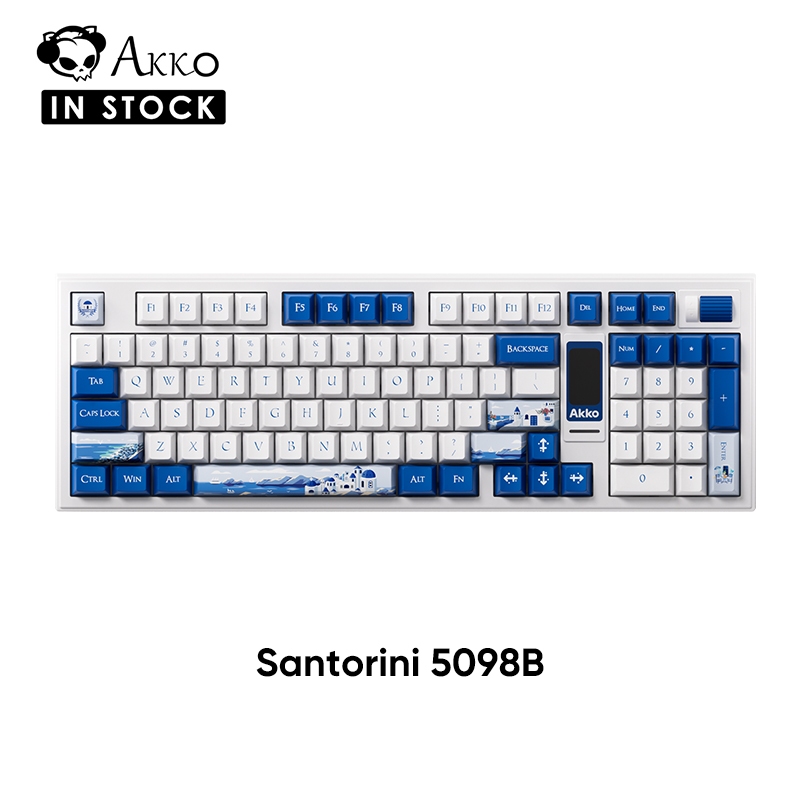 Akko Santorini 5098B คีย์บอร์ดไร้สายแบบกลไก, แรกพร้อมหน้าจอ LCD, ติดตั้งปะเก็น, แบตเตอรี่ชาร์จเร็ว, 