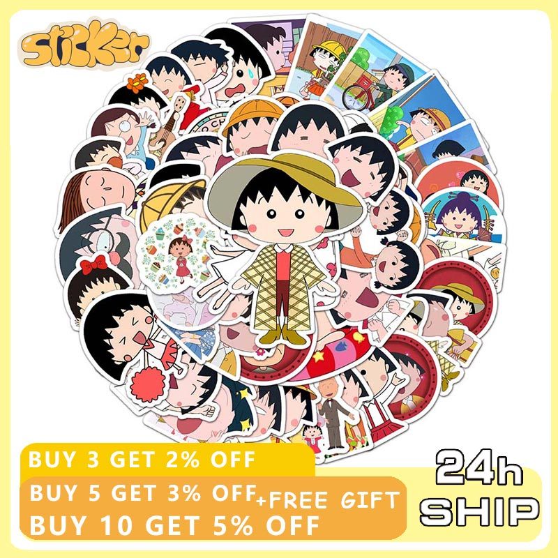 50 ชิ้น Chibi Maruko-chan สติกเกอร์การ์ตูน Graffiti แล็ปท็อปขวดน้ําถ้วยเคสโทรศัพท์อะนิเมะสติกเกอร์