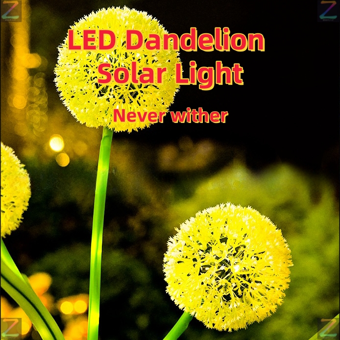 ไฟ LED Dandelion พลังงานแสงอาทิตย์กลางแจ้งกันน้ํา Patio ตกแต่งสวน