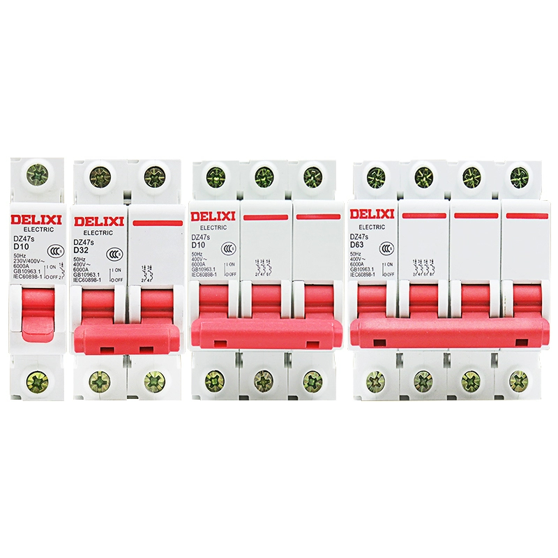 Delixi สวิทช์ DZ47S D ประเภทครัวเรือน 1P 2P 2P 3P 4P air เปิดเสาเดียวเบรกเกอร์ขนาดเล็ก 3 เฟส 6A 10A 