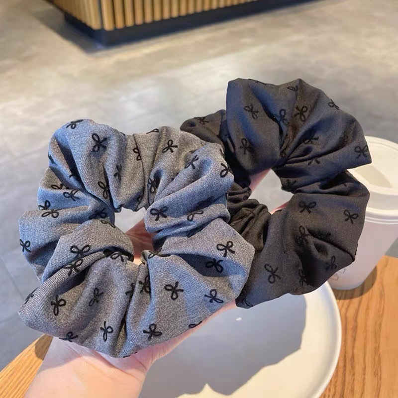 French Scrunchies สําหรับหางม้า ยางรัดผมเชือก ยืดหยุ่นสูง ลาย Polka Dot Bow Heart พิมพ์แฟชั่น อุปกรณ์เสริมผม