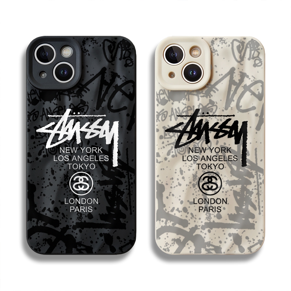เคสเมืองอินเทรนด์ iPhone สําหรับ 16 / 15 / 14 / 13 / 12 / 11 Promax Crease Texture Soft Casing สําหรับ iPhone 7 / 8 Plus / X / XR / Xs Max Cover