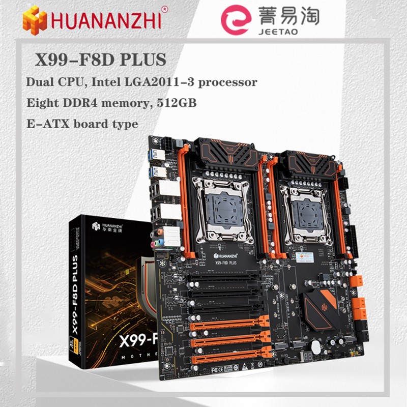 Huananzhi X99-F8D PLUS LGA 2011-3 XEON X99 เมนบอร์ดสนับสนุน Intel Dual CPU E5 2640 2666 2670 2696 V3