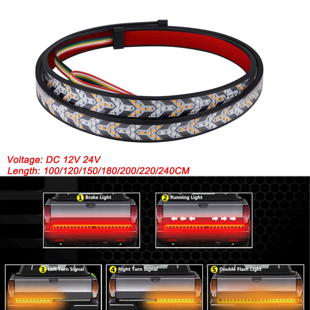 12v/24v, LED Tailgate Light Strip,ไฟเลี้ยว,เบรคเตือนแบบไดนามิก,แถบไฟท้ายย้อนกลับสําหรับรถกระบะรถจี๊ป