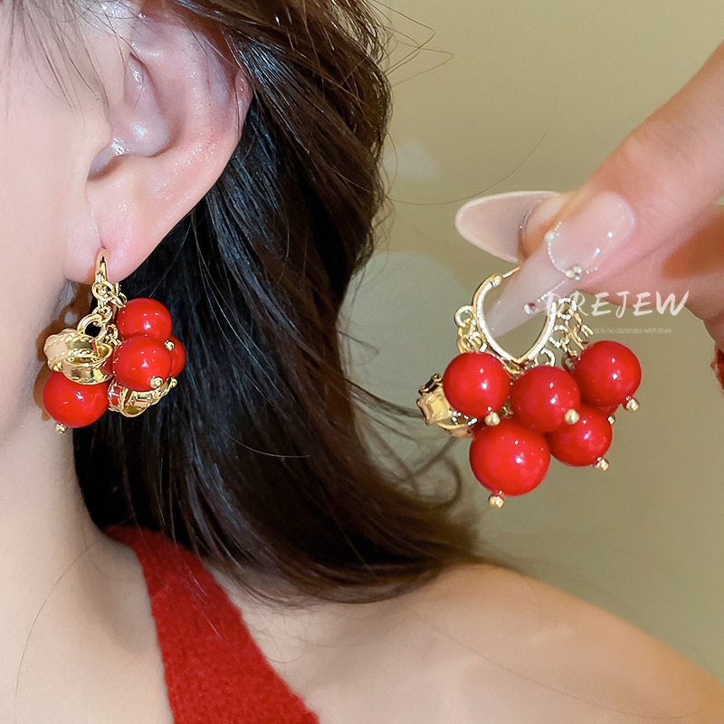 DREJEW แหวนเข็มเงินบิดบอลพู่ต่างหูแฟชั่นต่างหูดีไซน์เฉพาะ