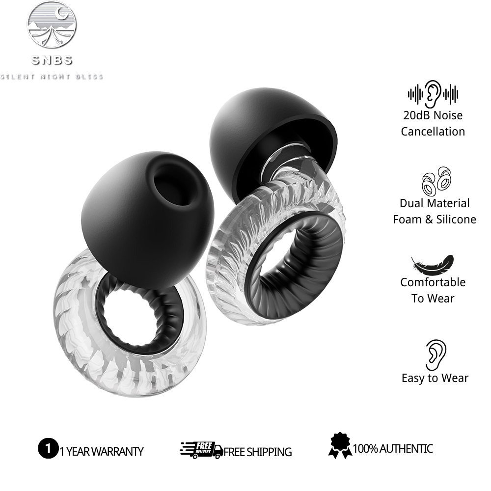 SNBS ปลั๊กหูคุณภาพสูงลดเสียงรบกวน - เหมาะสําหรับนักดนตรีและงานปาร์ตี้ ลดเสียงได้ 20dB พร้อมการป้องกันการได้ยิน รวมเคล็ดลับหู 3 คู่ (S/M/L)