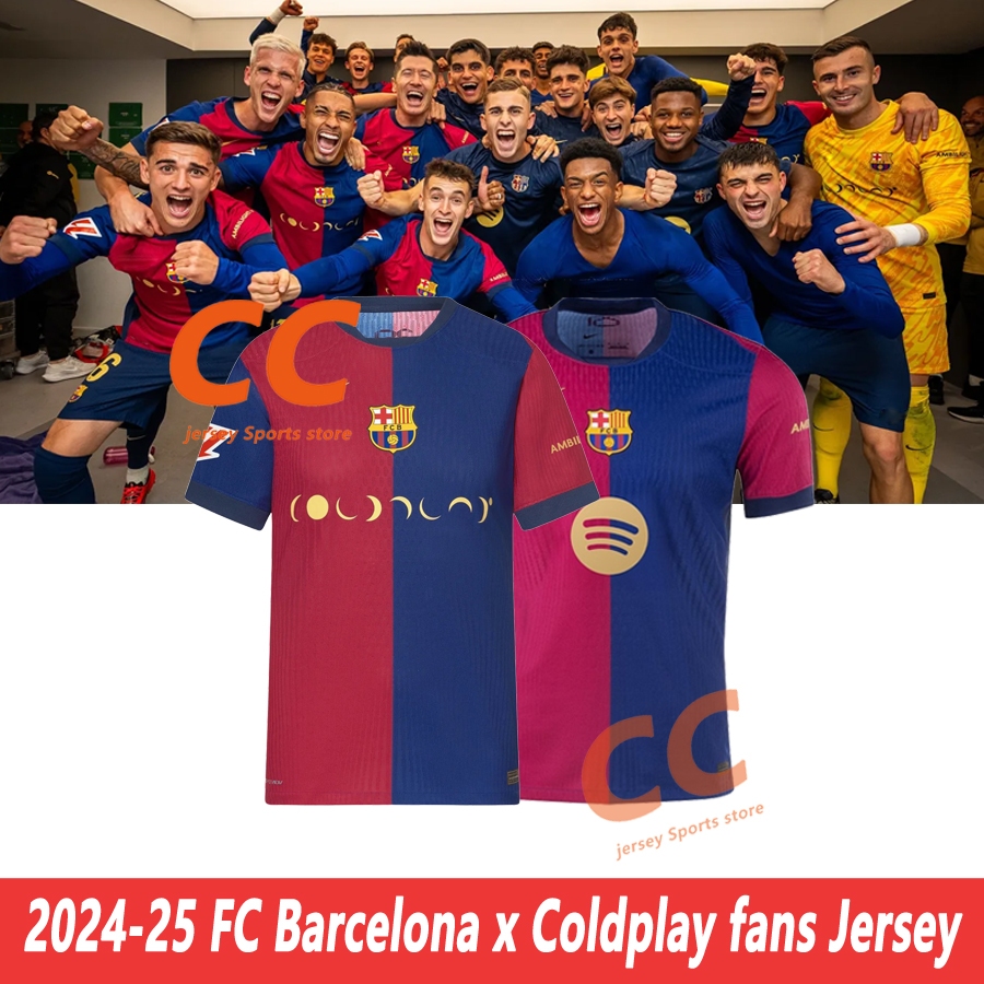 Fc Barcelona x Coldplay ฟุตบอลเสื้อฟุตบอลกีฬา T เสื้อชายเสื้อ 2024-25 คุณภาพสูง S-4XL แฟนรุ่น