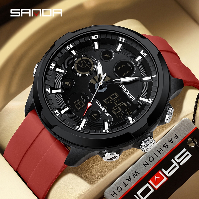 Sanda 9053-3/in stock ใหม่อิเล็กทรอนิกส์นาฬิกาผู้ชายแฟชั่นนาฬิกาและสันทนาการกันน้ํา Night Glow นาฬิกาอเนกประสงค์