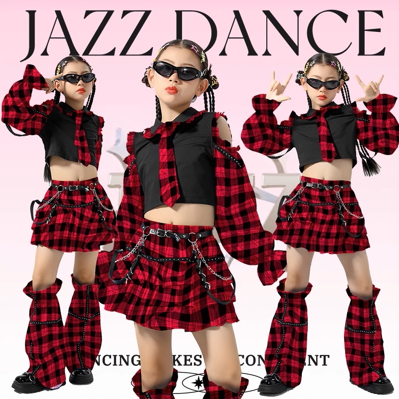 พร้อมส่ง ชุดเต้นรำ Jazz / วันปีใหม่สำหรับเด็กชุดเต้นแจ๊ส / ชุดออกกำลังกายนางแบบ / ทักษะการแสดงของเด็กหญิง