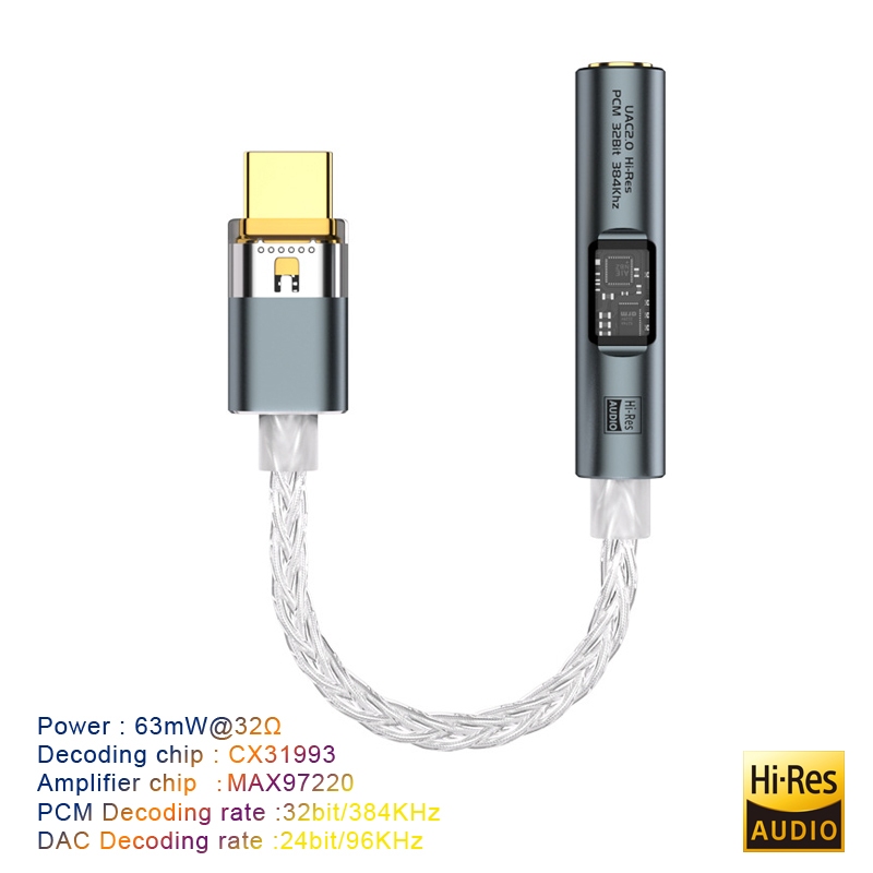 Dac USB C ถึง 3.5 มม.แจ็ค Audio Aux อะแดปเตอร์หูฟัง Amp HiFi Converter สําหรับ iPhone 16 15 iPad Samsung S24U S23U