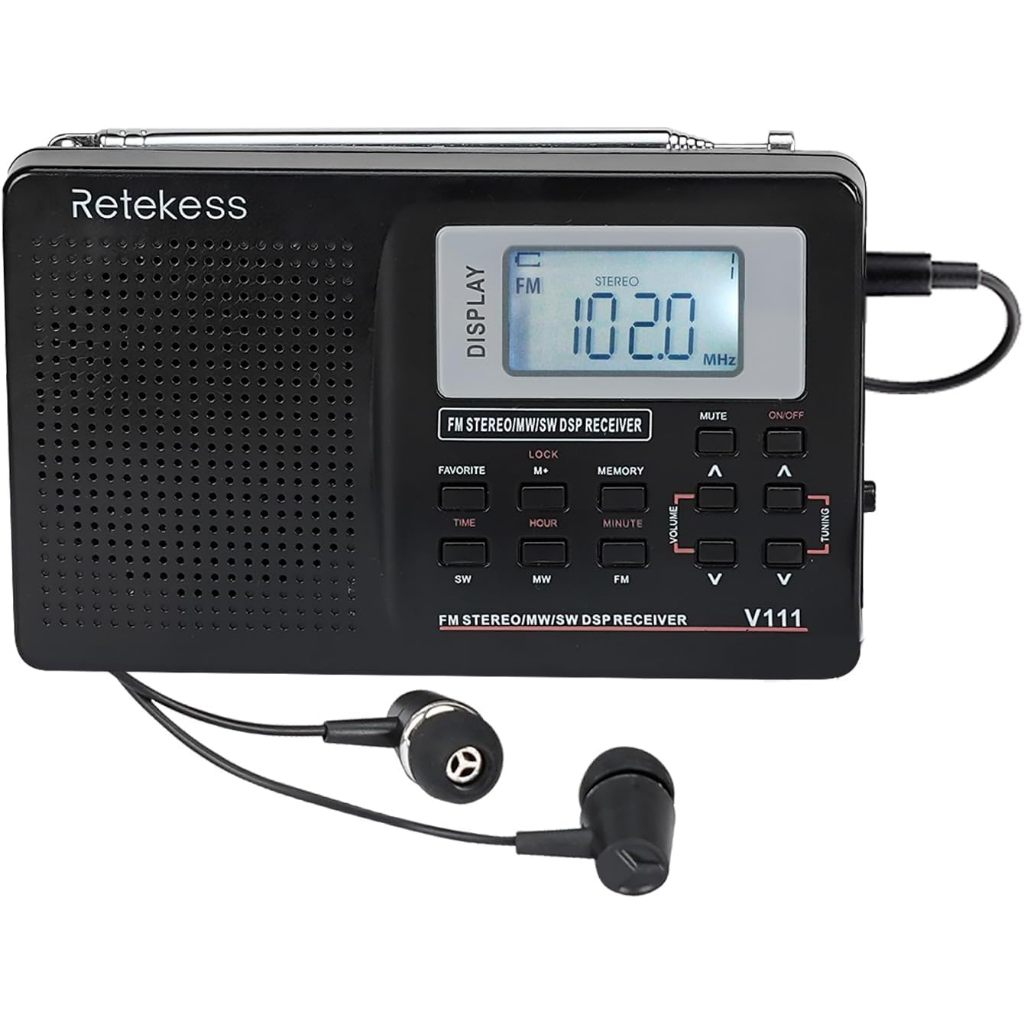 Retekess V111 วิทยุ AM FM แบบพกพา (สีดำ)