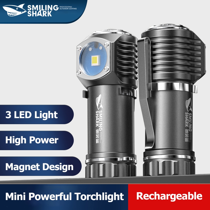SmilingShark 0013 ไฟฉาย led ไฟฉายขนาดเล็ก LED สว่างสดใส ไฟฉายแม่เหล็กขนาดเล็กพร้อมคลิปหนีบปากกากลางแจ้งในครัวเรือนแบบพกพาไฟฉายขนาดเล็ก
