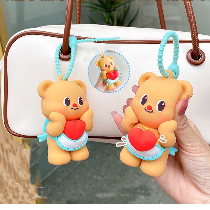 แท้เนยตุ๊กตาหมีบีบของเล่นพวงกุญแจการ์ตูนตุ๊กตาบีบอัดพวงกุญแจของขวัญพวงกุญแจพร้อมสต็อก
