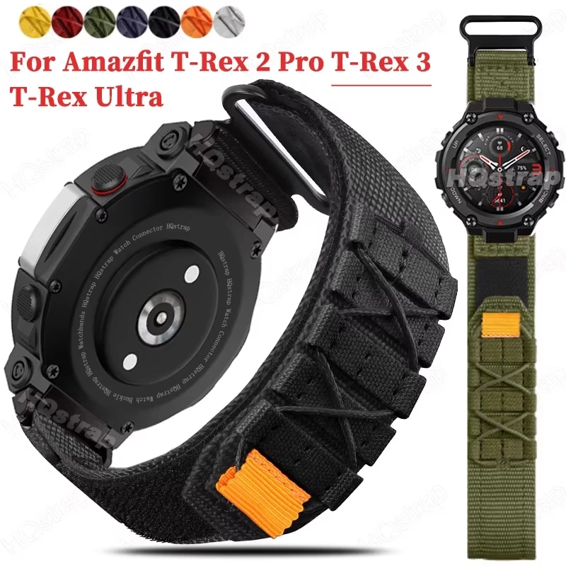 สีสันกีฬาสายรัดไนลอนสําหรับสร้อยข้อมือ Huami Amazfit T-rex pro สําหรับ Amazfit T-rex 2 3 Ultra Tyrannosaurus Bands สายรัดข้อมือเปลี่ยน