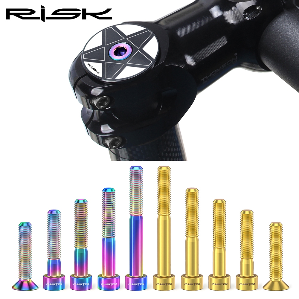 Risk สกรูไทเทเนียม M6X30 35 40 50 มม. สีรุ้ง สีทอง สําหรับจักรยานเสือภูเขา