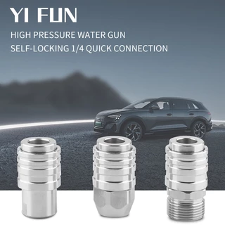 อุปกรณ์ล้างรถ 1/4 Self-locking QUICK Release Water Jet การเชื่อมต่ออย่างรวดเร็วสําหรับเครื่องซักผ้าแรงดันสูงอะแดปเตอร์น้ําปืน Water Jet Snow Foam Lance M14 M22 รถทําความสะอาด
