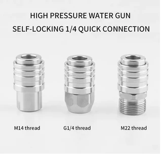 อุปกรณ์ล้างรถ 1/4 Self-locking QUICK Release Water Jet การเชื่อมต่ออย่างรวดเร็วสําหรับเครื่องซักผ้าแรงดันสูงอะแดปเตอร์น้ําปืน Water Jet Snow Foam Lance M14 M22 รถทําความสะอาด