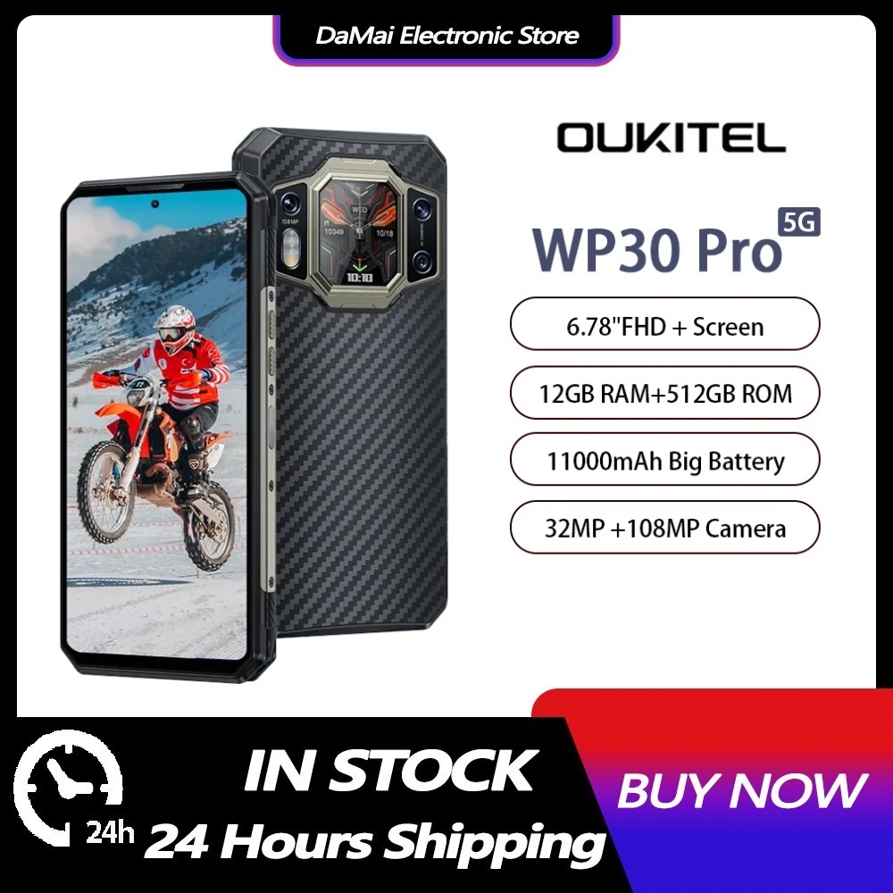 Oukitel WP30 Pro 5Gสมาร์ทโฟนที่ทนทานAndroid 13 12GB + 512GB 11000MAhโทรศัพท์มือถือ6.7 8 "FHD + 108MP