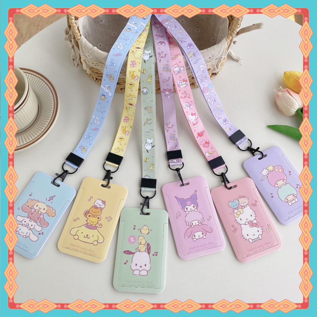 ใหม่ Sanrio Multifunctional Halter ผู้ถือบัตร Long Rope ป้ายชื่อผู้ถือบัตร ID ผู้ถือบัตรที่สะดวก บัตรประจำตัวประชาชน บัตรธนาคาร บัตรรถบัส บัตรควบคุมการเข้าถึง ผู้ถือบัตรนักเรียน ทำงาน