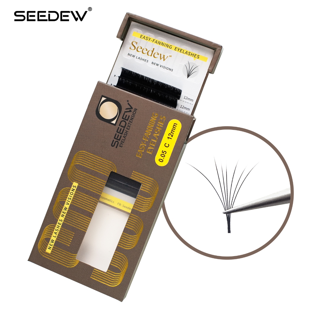 Seedew 0.05/0.07 รูปดอกคามิเลีย พัดง่าย ขนตาปลอม แต่งหน้า ออโต้บลูม ดอกต่อขนตา Camellia