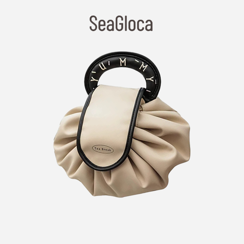 Seagloca Drawstring กระเป๋าแต่งหน้า High-End กันน้ํา Travel Toiletry Organizer ความจุขนาดใหญ่สไตล์และหรูหรากระเป๋าเก็บแบบพกพาสําหรับผู้หญิงไม่มี 1979