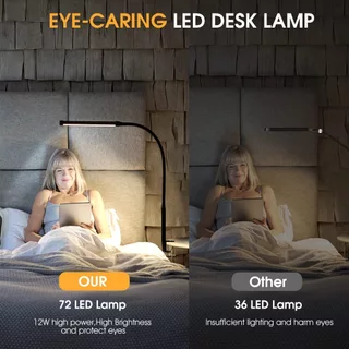 Powdeom 3 สี 10 ความสว่างโคมไฟตั้งโต๊ะป้องกันดวงตา Led พิเศษโคมไฟอ่านหนังสือข้างเตียง Clip-On โคมไฟตั้งโต๊ะ Lampu Meja