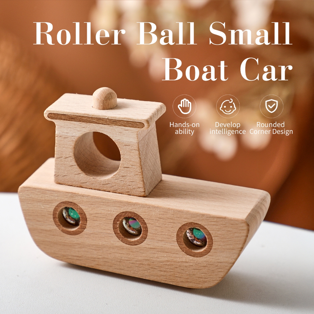 Montessori ไม้การศึกษาของเล่นเด็ก Ball แบริ่งเรือขนาดเล็กรถความรู้ความเข้าใจ Desktop Creative เครื่องประดับ – โปรปัง