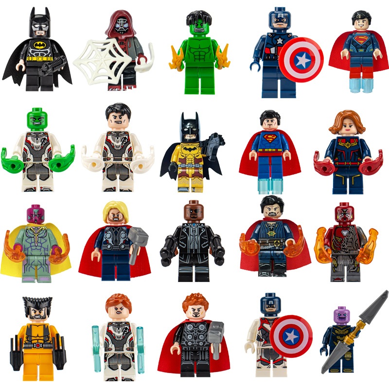 Marvel Avengers Superhero Action Figure อิฐ Spider-Man Iron Man Wolverine เคลื่อนย้ายได้อาคารบล็อกของเล่นประกอบรุ่นวันเกิด