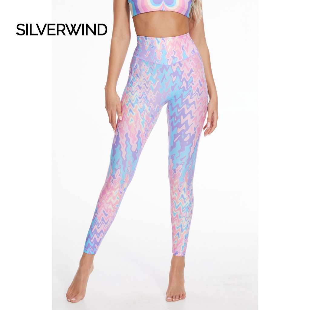 Silverwind Dopamine Butterfly Pink เลกกิ้งเอวสูงผู้หญิงสําหรับเล่นโยคะ พิลาทิส ยิม และออกกําลังกาย Buttery Soft และยืด Tummy Control