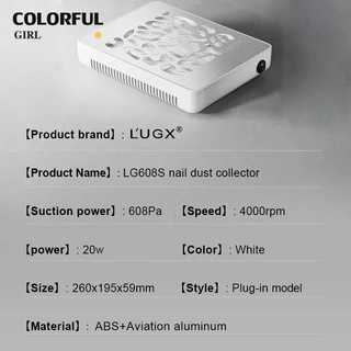 LUGX(LG608S) ✅ ของเเท้100% ✅ เครื่องดูดฝุ่นเล็บ LUGXพลังดูด608Pa ดูดเเรง เเต่เสียงเบา nail dust collector