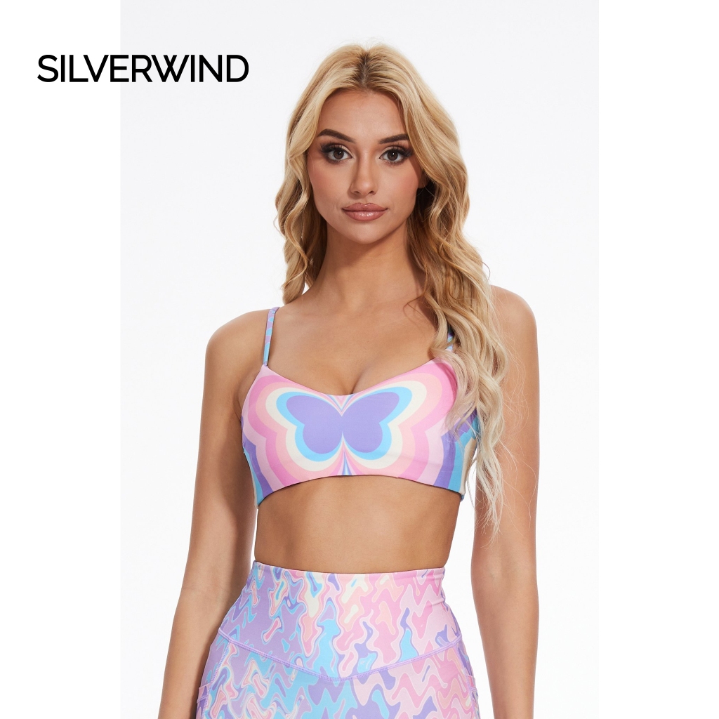 Silverwind Dopamine Bra ผู้หญิงโยคะพิลาทิสออกกำลังกายฟิตเนสวิ่งเดินป่า,ผ้านุ่ม