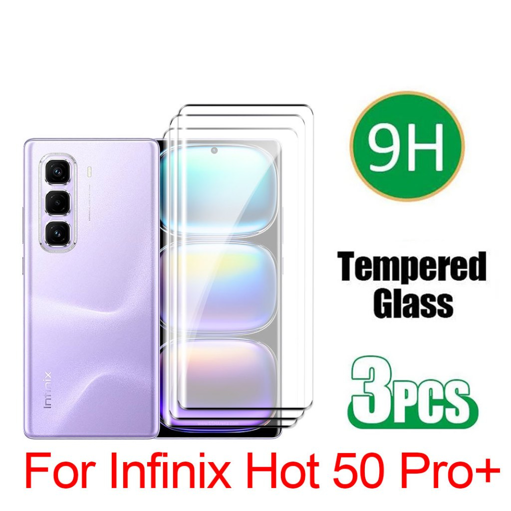 3 ชิ้นกระจกนิรภัยสําหรับ Infinix Hot 50 Pro + Plus Hot50Pro + 4G 2024 Gobal หน้าจอ HD Clear View ป้องกันฟิล์มฟิล์มแก้ว
