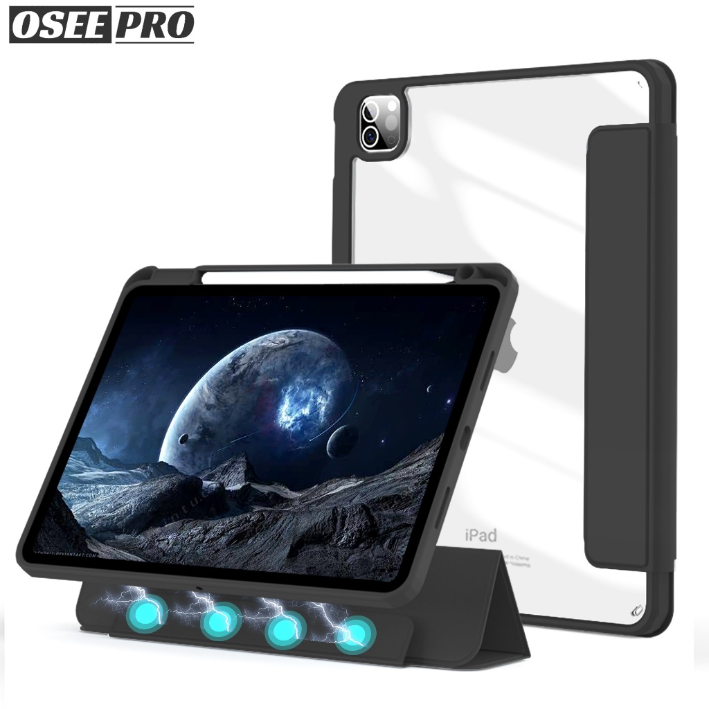 Osee Pro เคส iPad อะคริลิคแม่เหล็ก ถอดได้ สําหรับ M4 Pro 7/13, M3/M2 Pro 2/3/4/5 11, Pro 12.9, Air 7/6 13 นิ้ว, Air 5/4 2025/2024/2020, Gen 10/11, Mini 6/7 รองรับหลายรุ่น