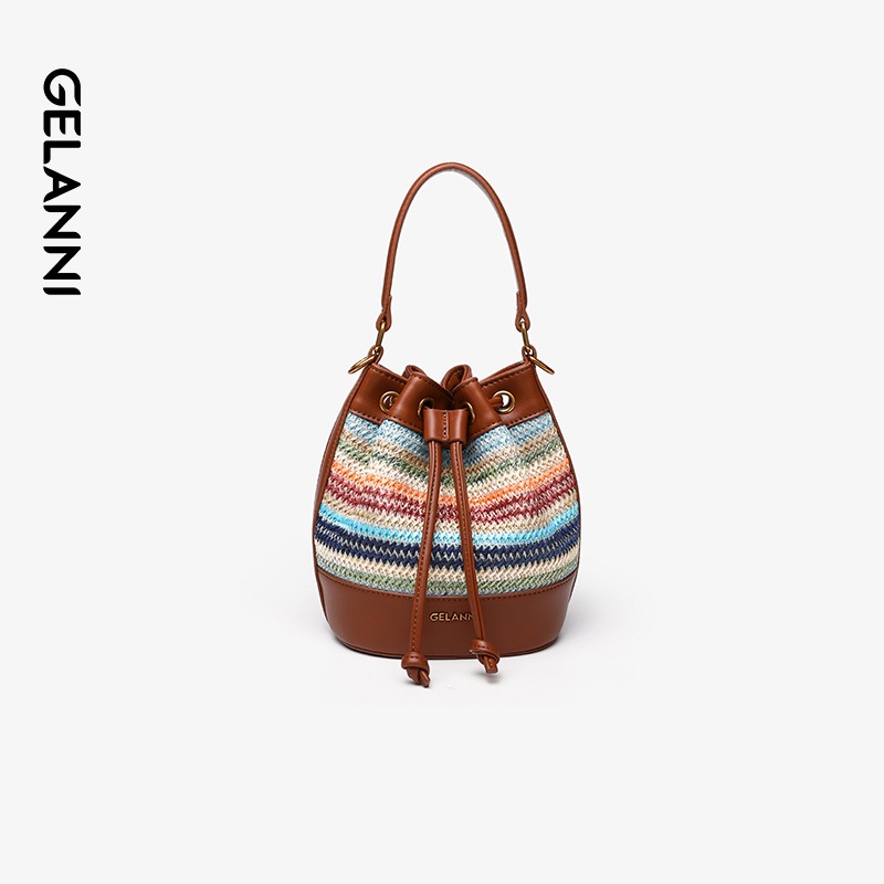 GELANNI Bohemian Drawstring Bucket Bag GLN2475639สีคัลเลอร์