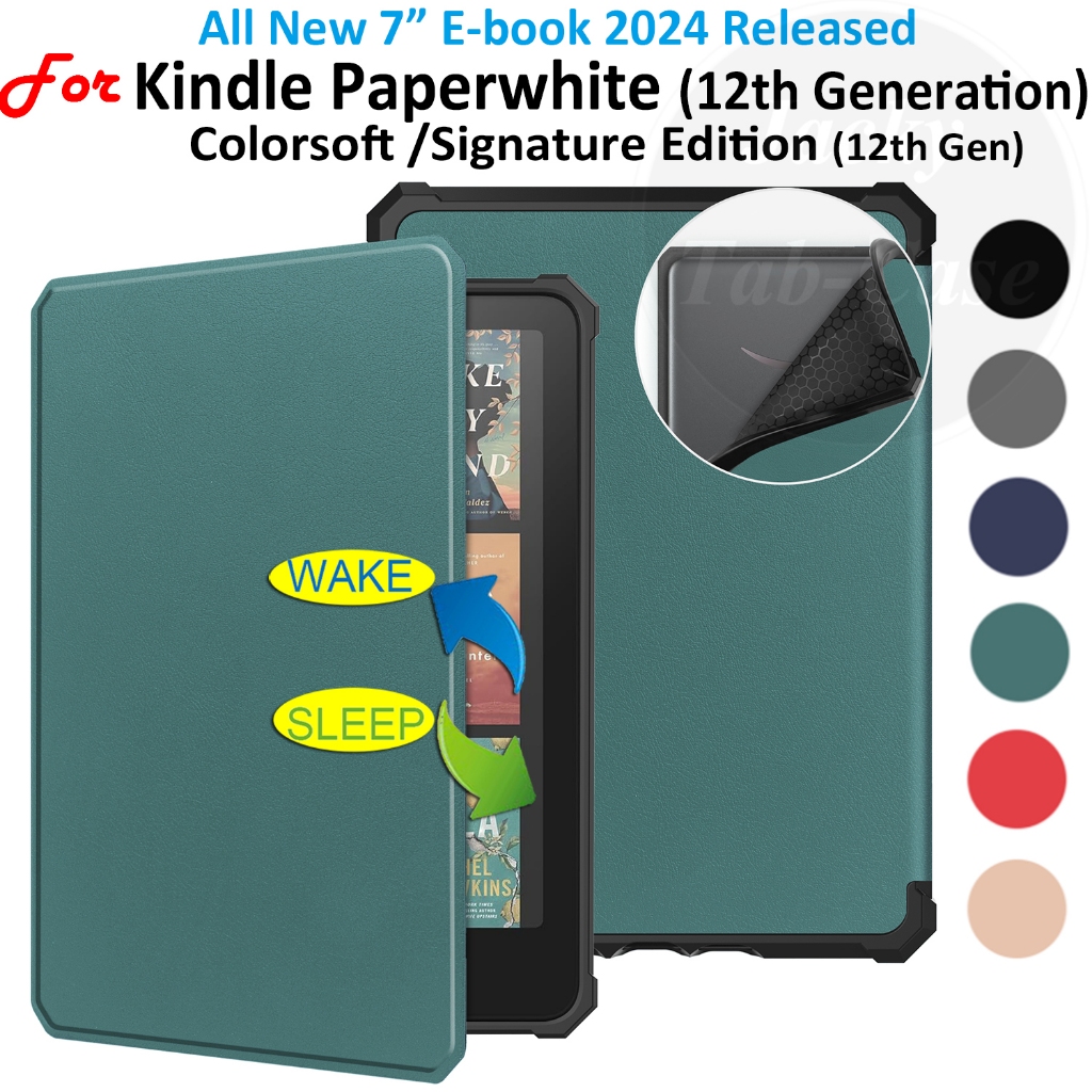 For kindle Paperwhite (12th Generation) 7" Signature Edition Gen12 Magnetic Flip Cover Colorsoft 1st 2024 New E-book Shockproof PU Leather Case