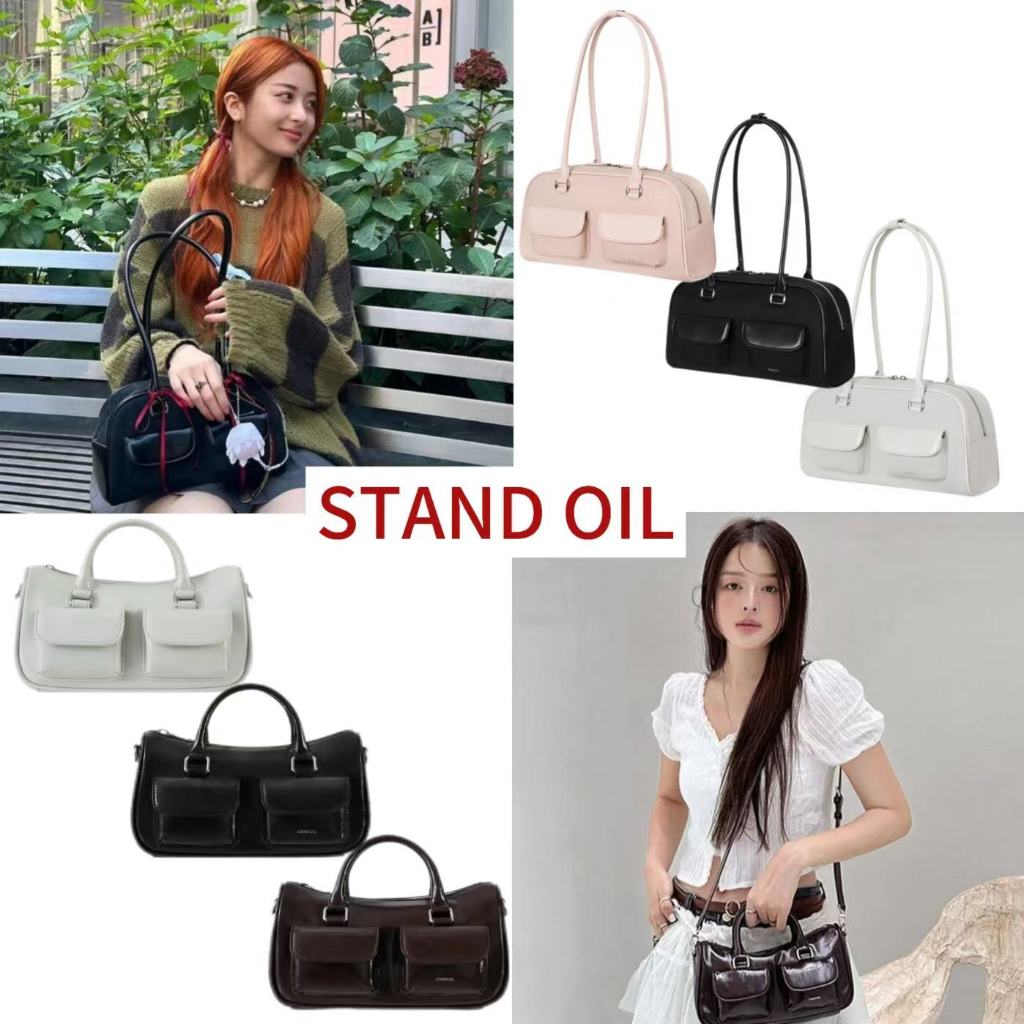 【New！】STAND OIL Chubby bag กระเป๋าสะพายไหล่สตรีโบว์ลิ่งแฟชั่นลําลองรุ่นเกาหลี, กระเป๋าถือผู้หญิงคุณภ