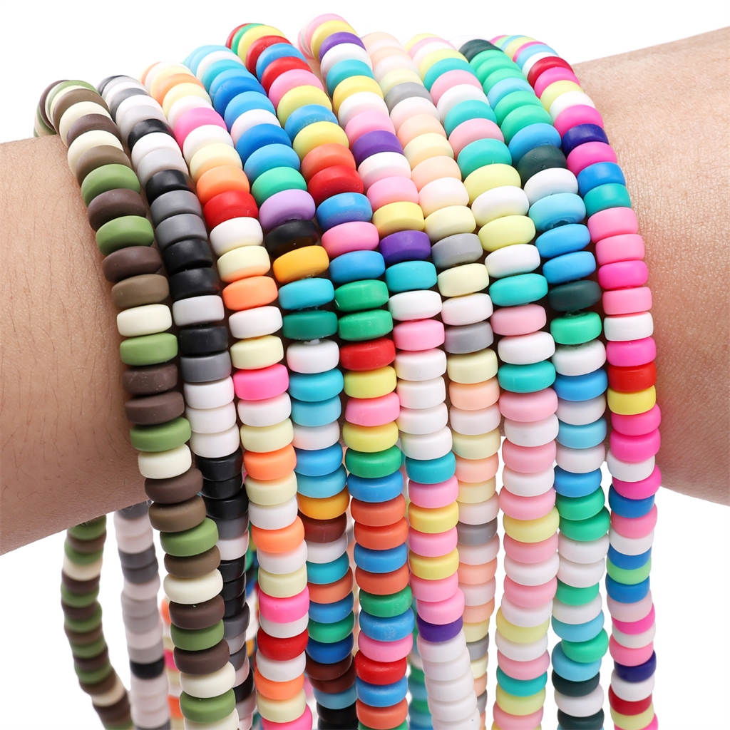 [6x3มม.] ลูกปัดแบนเซรามิกอ่อนสีผสมลูกปัดแบน ทําเอง สร้อยข้อมือสร้อยคอลูกปัดโซ่อุปกรณ์เสริม