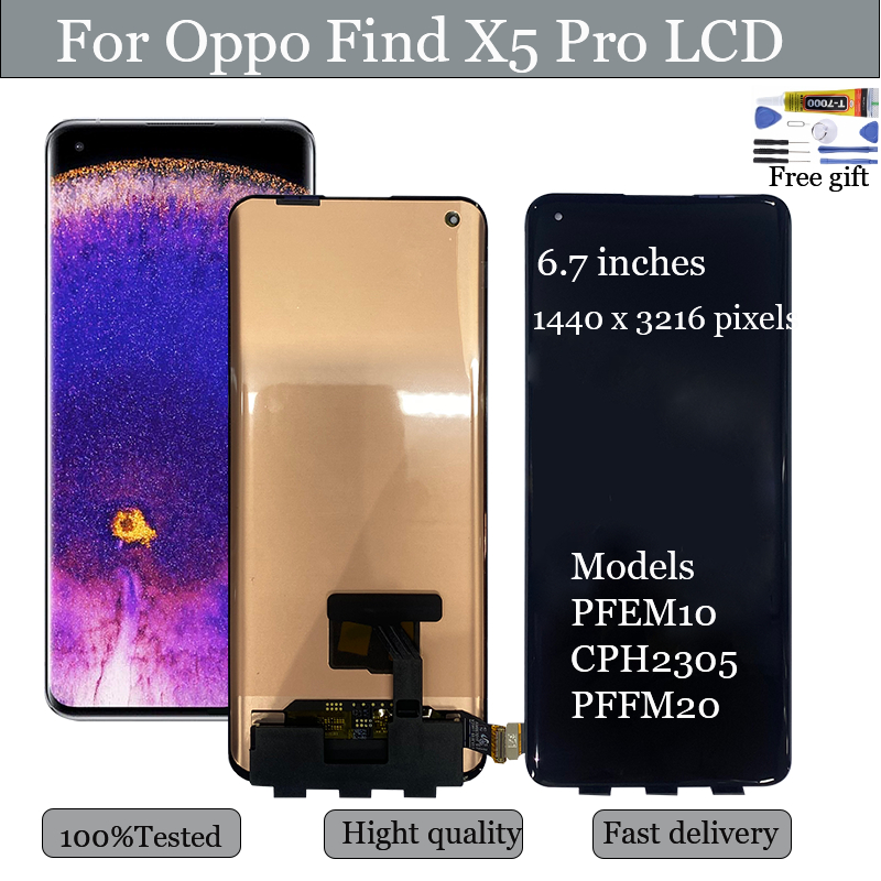 AMOLED สําหรับ OPPO ค้นหา X5 Pro CPH2305 PFEM10 ค้นหา X5 จอแสดงผล LCD กรอบ Touch Screen Digitizer As
