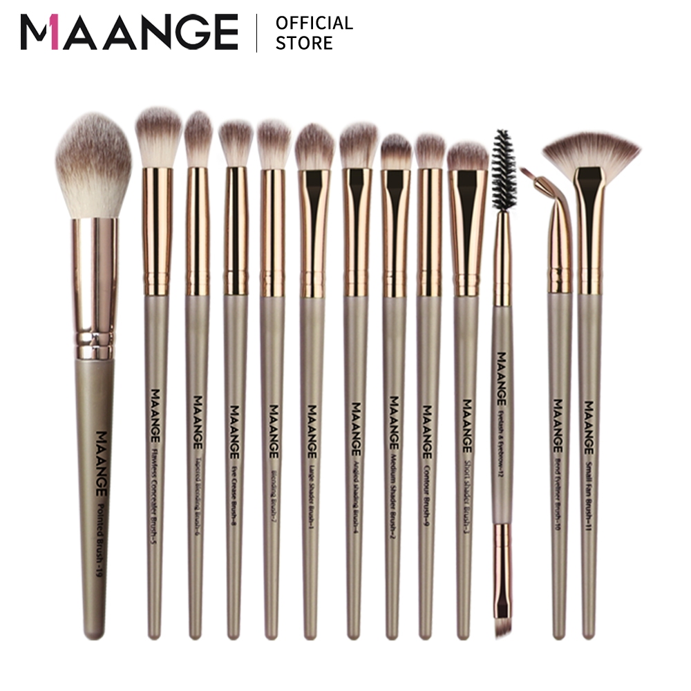 MAANGE 13 ชิ้นชุดแปรงแต่งหน้ามืออาชีพคุณภาพสูงขนนุ่มจับสบายชุดแปรงหน้า
