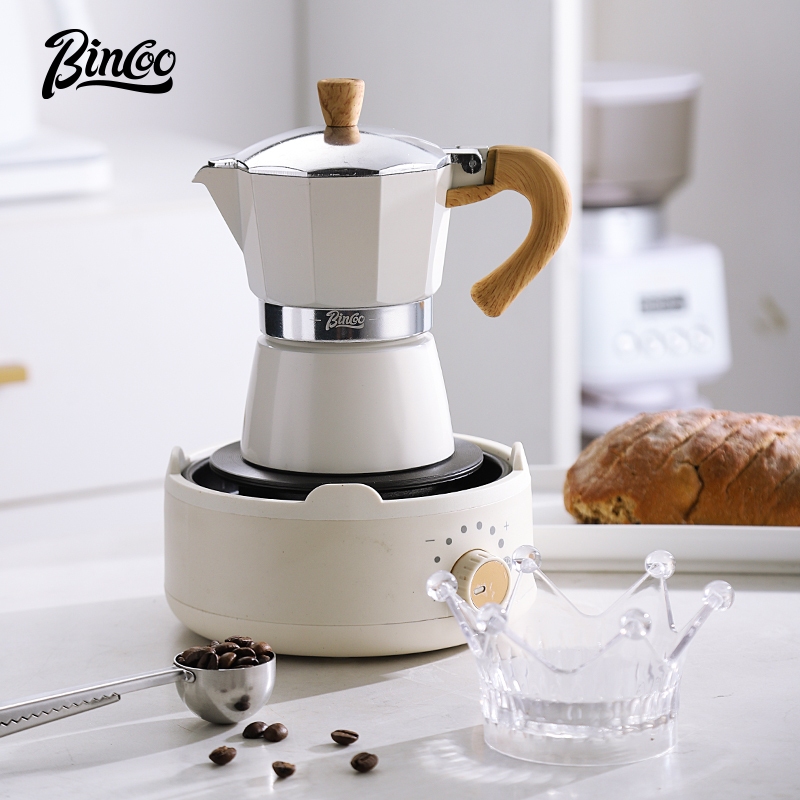 Bincoo Coffee Moka Pot วาล์วเดี่ยวในครัวเรือนหม้อกาแฟอิตาลีขนาดเล็กเครื่องชงกาแฟสําหรับ 3 คน