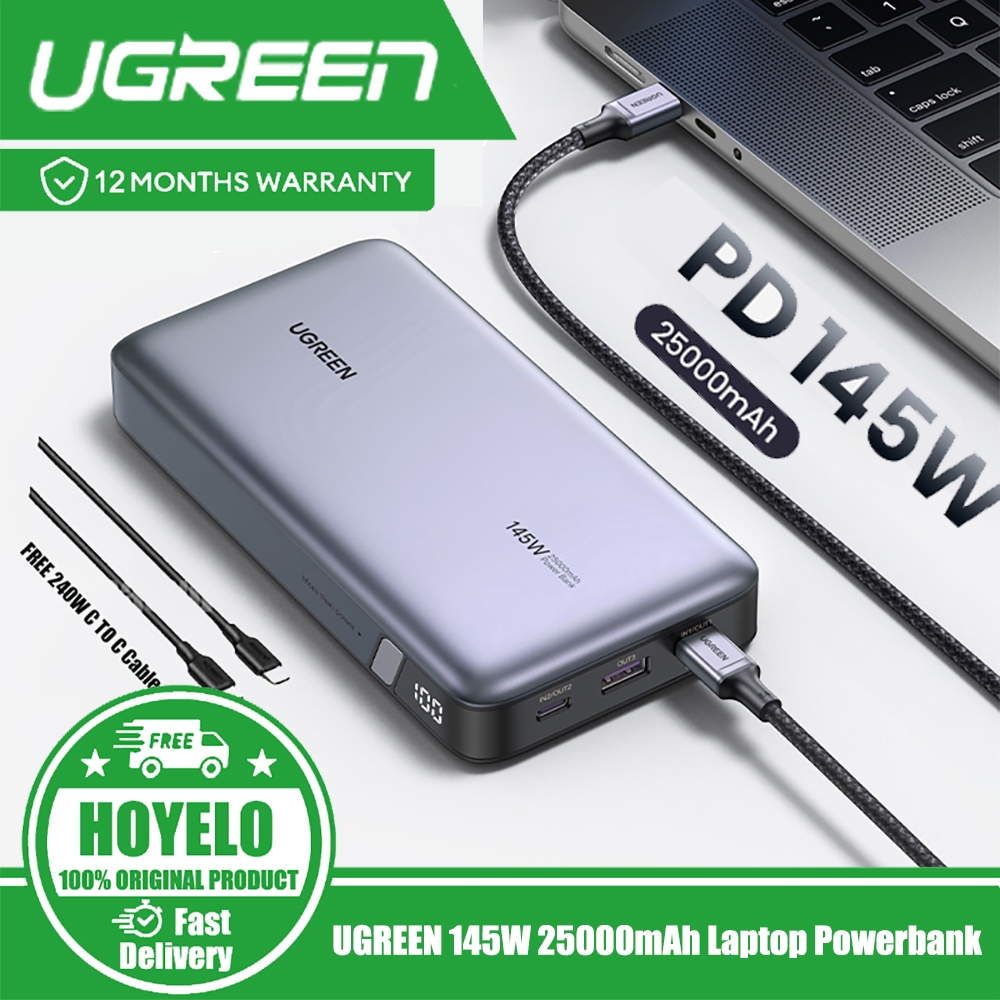 Ugreen 25000mAh แล็ปท็อป Powerbank PD 145W ชาร์จเร็ว 10000mAH